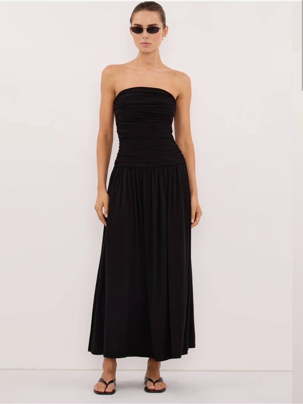DISSH NWT M Black Maxi Shari draped strapless Dress May run Small